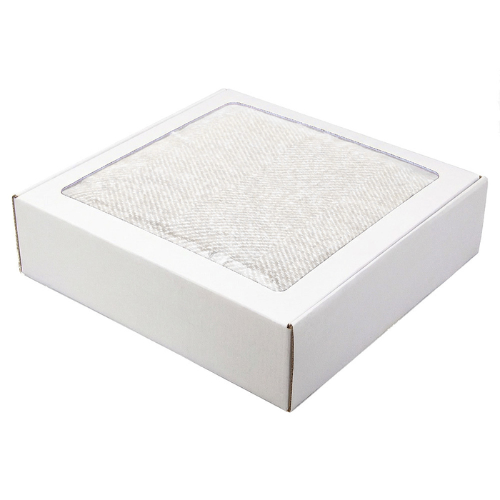 Плед акриловый Super Soft Nature размер 120*160 см, белый, плотность 450гр/м2,  в подарочной белой крафтовой коробке с окошком для нанесения логотипа