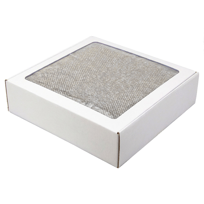 Плед акриловый Super Soft Nature размер 120*160 см, серый, плотность 450гр/м2,  в подарочной белой крафтовой коробке с окошком для нанесения логотипа
