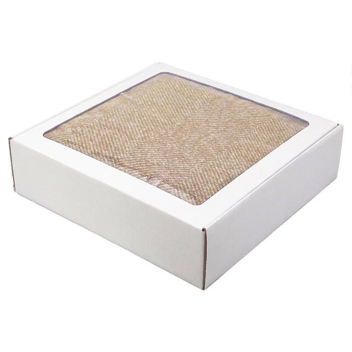 Плед акриловый Super Soft Nature размер 120*160 см, бежевый, плотность 450гр/м2,  в подарочной белой крафтовой коробке с окошком для нанесения логотипа