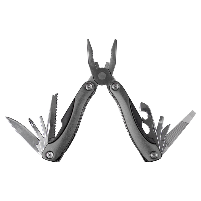 Мультитул Tools Birmingham (мультиинструмент) 11 в 1 c чехлом, в подарочной коробке, серый для нанесения логотипа