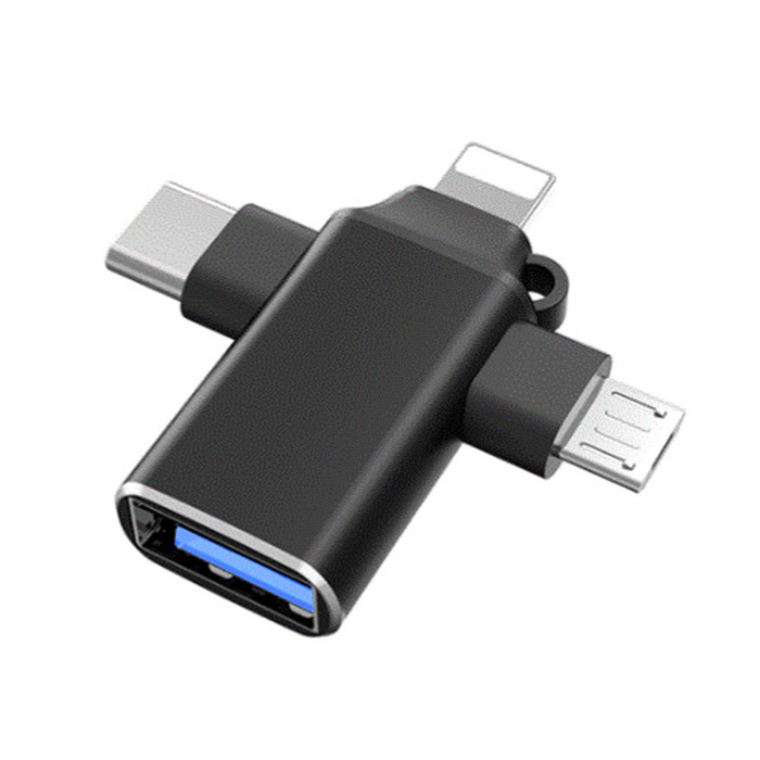 Переходник (адаптер) OTG 4 в 1 (micro USB, Lightning, Type C, USB A, speed up to 5 gigabit для нанесения логотипа