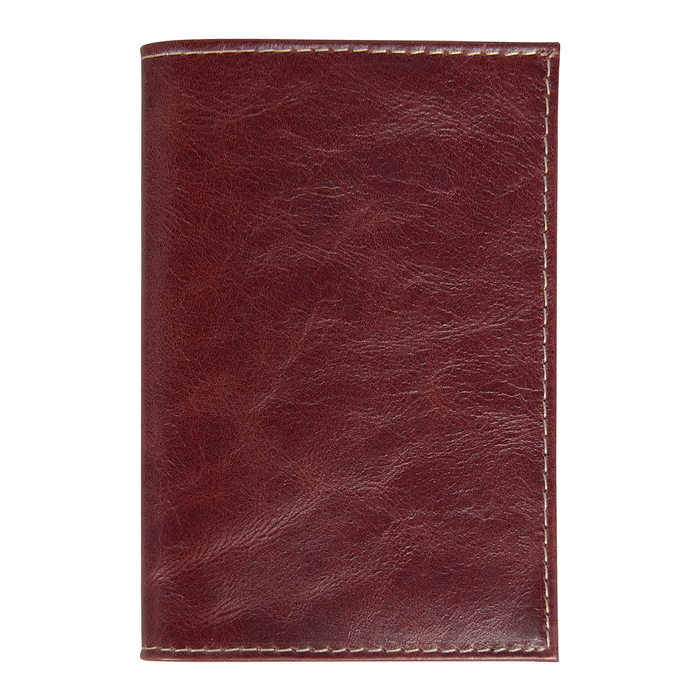 Обложка для автодокументов Leather Sky Matt Sun из натуральной кожи, бордовая с белой прострочкой для нанесения логотипа