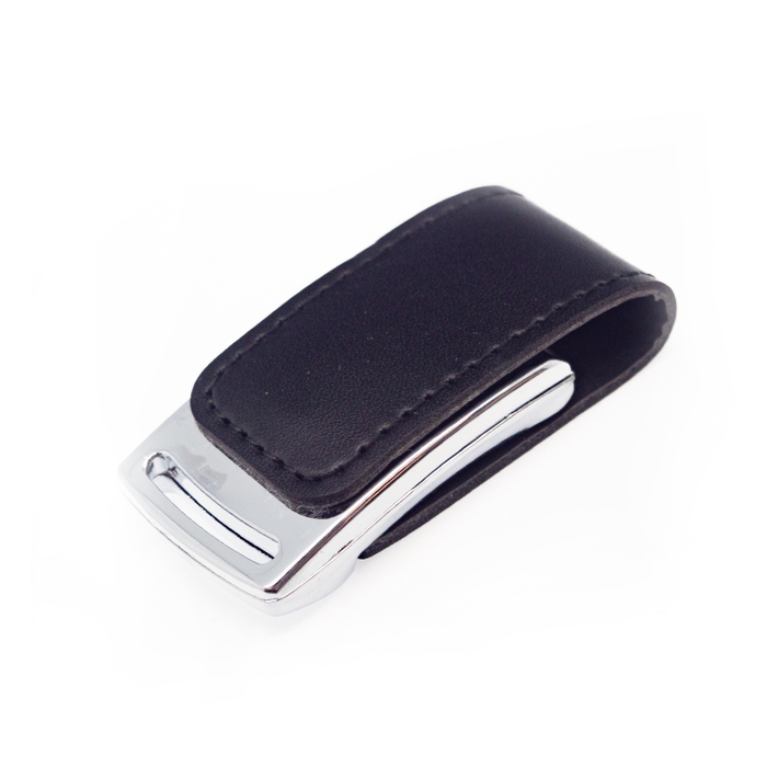 Флеш накопитель Shine, USB 2.0, металл/кожзам, серебро/черный 16GB для нанесения логотипа