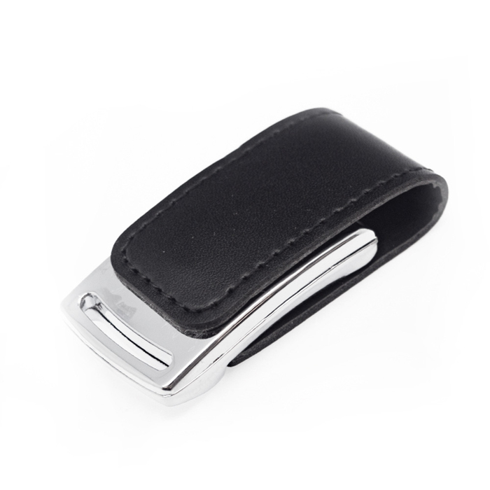 Флеш накопитель Shine, USB 2.0 64GB, металл/кожзам, серебро/черный для нанесения логотипа