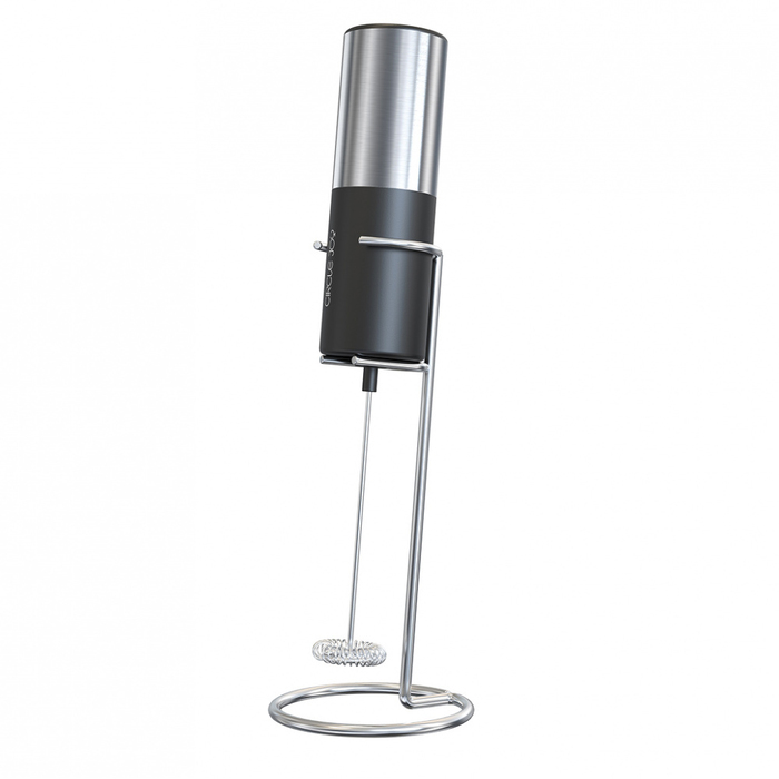 Вспениватель молока электрический с металлической подставкой, Circle Joy Silver Knight Series Electric Milk Frother, серебристый/черный для нанесения логотипа