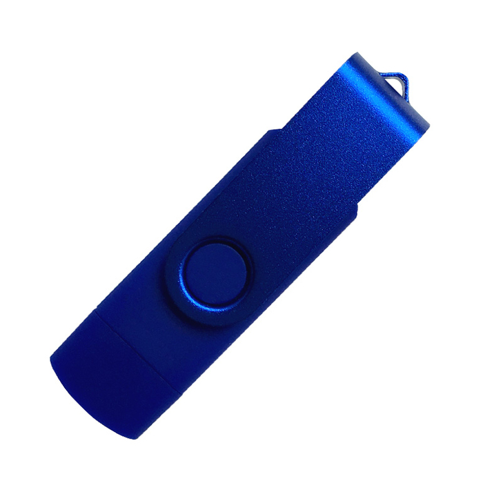 Флеш накопитель USB 2.0/OTG Twister Smart 16GB, пластик Софт Тач/металл, синий/синий для нанесения логотипа