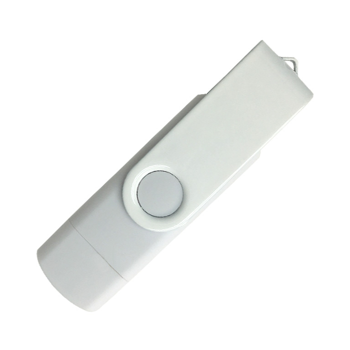 Флеш накопитель USB 2.0/OTG Twister Smart 16GB, пластик Софт Тач/металл, белый/белый для нанесения логотипа