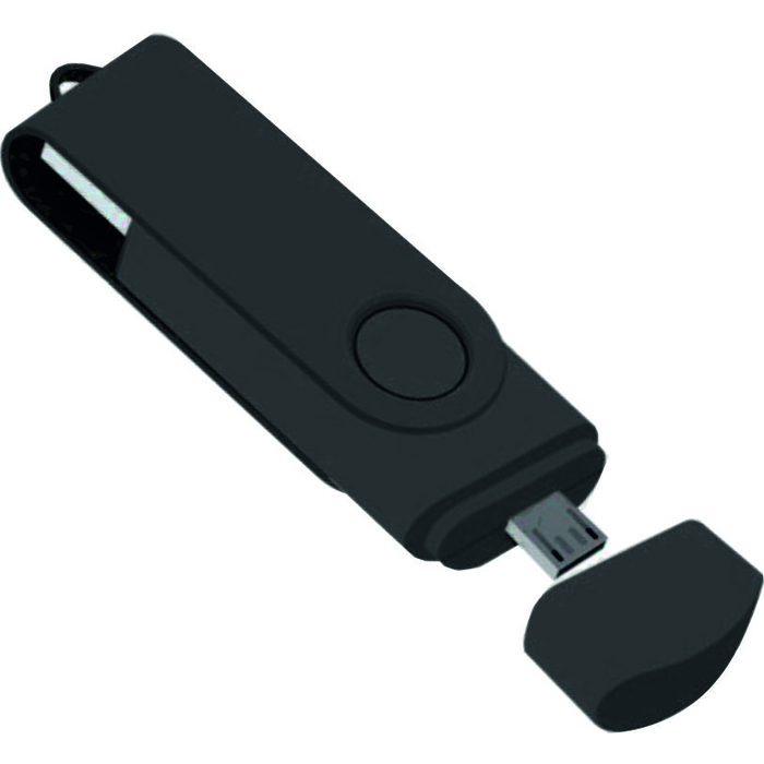 Флеш накопитель USB 2.0 Twister Smart 16GB, пластик Софт Тач/металл, черный/черный для нанесения логотипа
