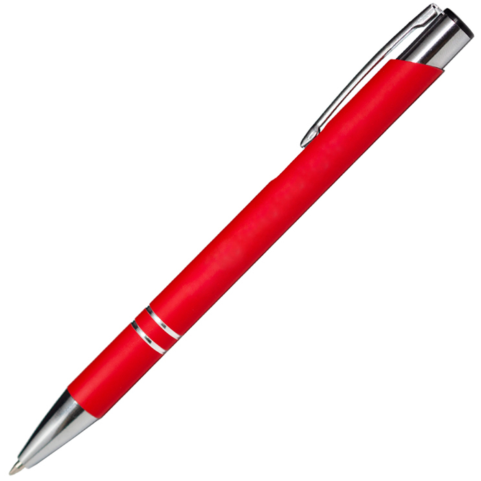 Ручка шариковая, COSMO HEAVY Soft Touch Requis,, металлическая, красная для нанесения логотипа