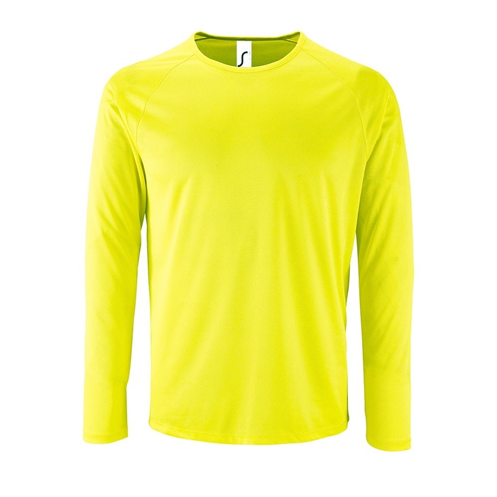 Футболка с длинным рукавом Sporty LSL Men желтый неон, размер 3XL для нанесения логотипа