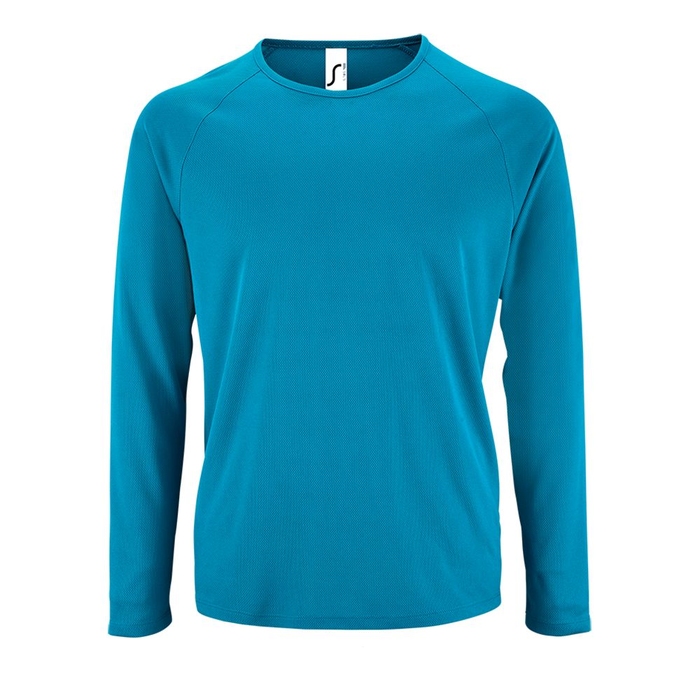Футболка с длинным рукавом Sporty LSL Men ярко-бирюзовая, размер 3XL для нанесения логотипа