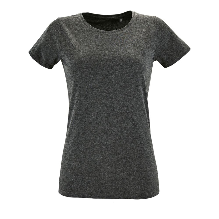 Футболка женская Regent Fit Women черный меланж, размер L для нанесения логотипа