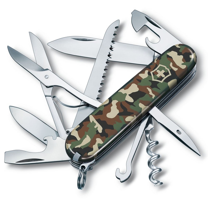 Нож перочинный Huntsman 91, зеленый камуфляж для нанесения логотипа
