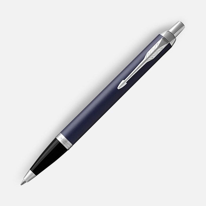 Ручка шариковая Parker IM Core Matte Blue CT, темно-синяя с черным для нанесения логотипа