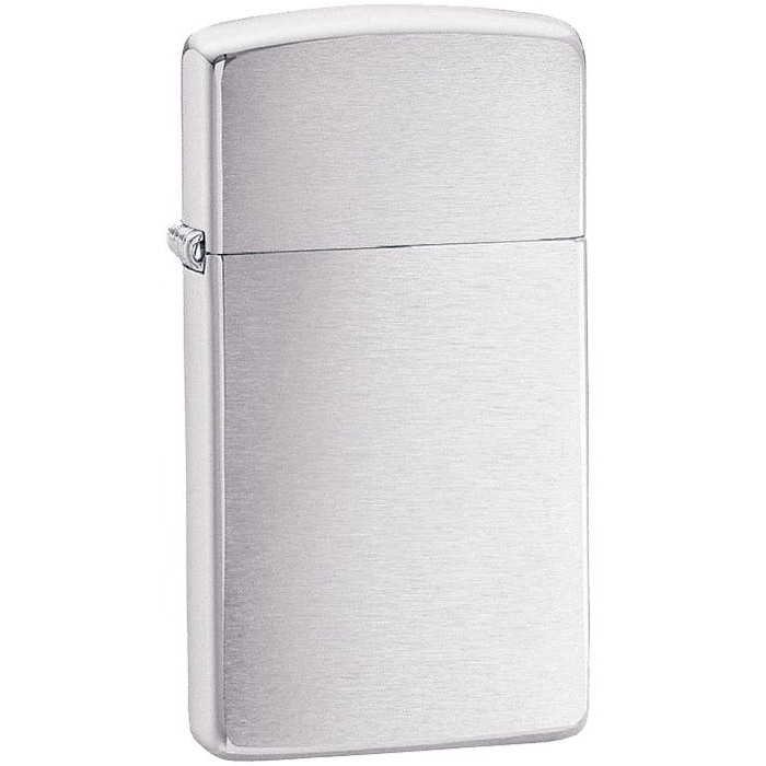 Зажигалка Zippo Slim Brushed, матовая серебристая для нанесения логотипа