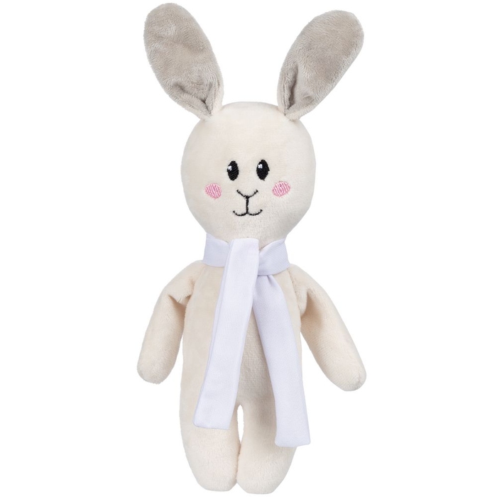 Мягкая игрушка Beastie Toys, заяц с белым шарфом для нанесения логотипа