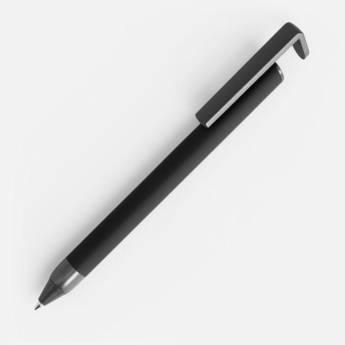 Ручка шариковая Standic с подставкой для телефона, черная для нанесения логотипа