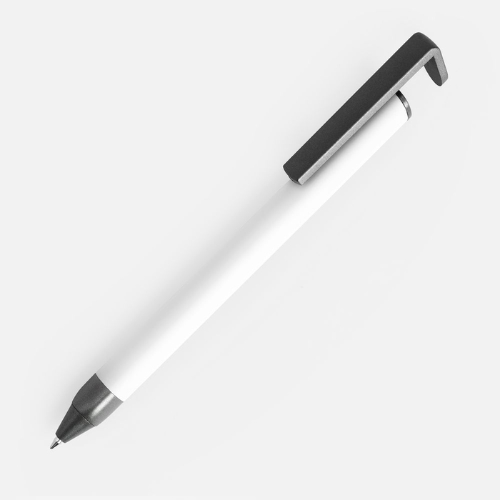Ручка шариковая Standic с подставкой для телефона, белая для нанесения логотипа
