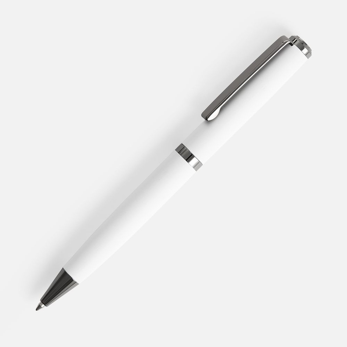 Ручка шариковая Inkish Gunmetal в футляре, белая для нанесения логотипа