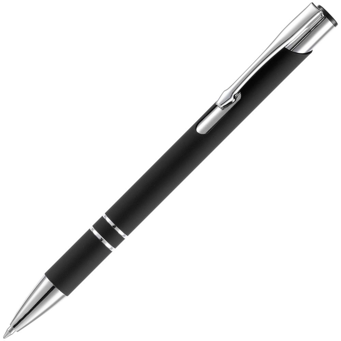 Ручка шариковая Keskus Soft Touch, черная для нанесения логотипа
