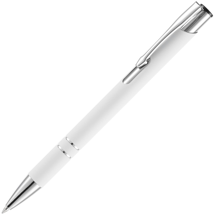 Ручка шариковая Keskus Soft Touch, белая для нанесения логотипа