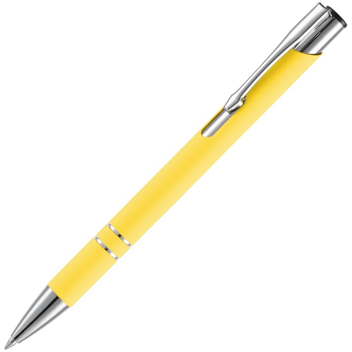 Ручка шариковая Keskus Soft Touch, желтая для нанесения логотипа