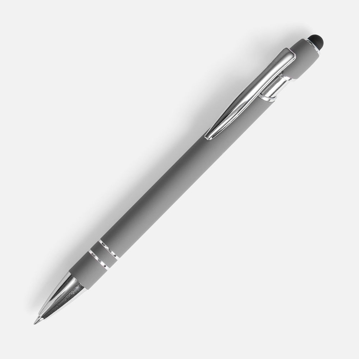 Ручка шариковая Pointer Soft Touch со стилусом, серая для нанесения логотипа