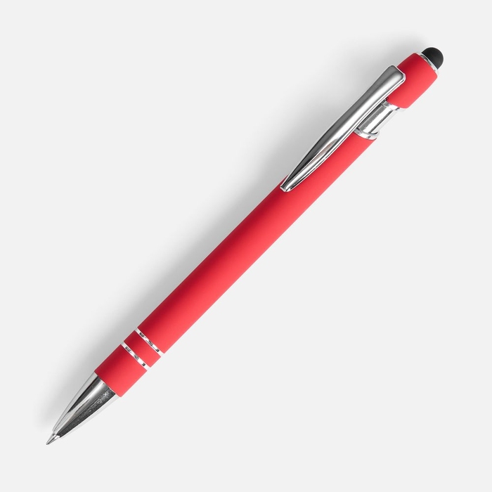 Ручка шариковая Pointer Soft Touch со стилусом, красная для нанесения логотипа
