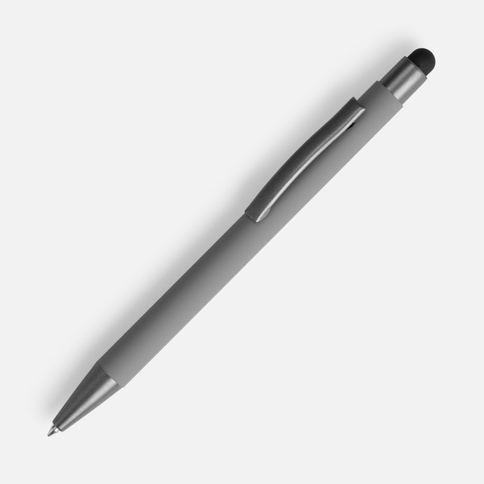 Ручка шариковая Atento Soft Touch со стилусом, серая для нанесения логотипа