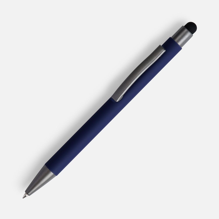 Ручка шариковая Atento Soft Touch со стилусом, темно-синяя для нанесения логотипа