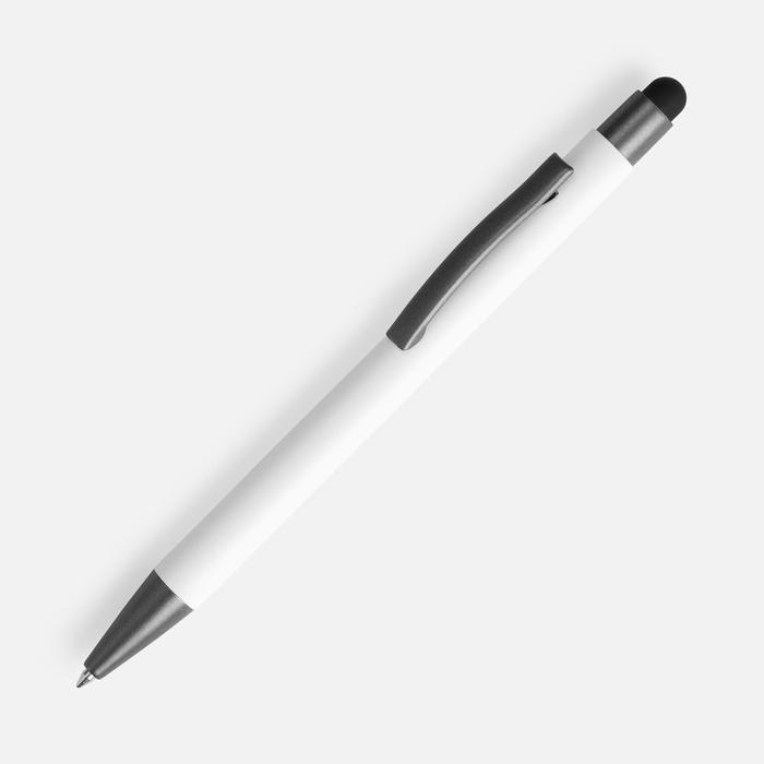 Ручка шариковая Atento Soft Touch со стилусом, белая для нанесения логотипа