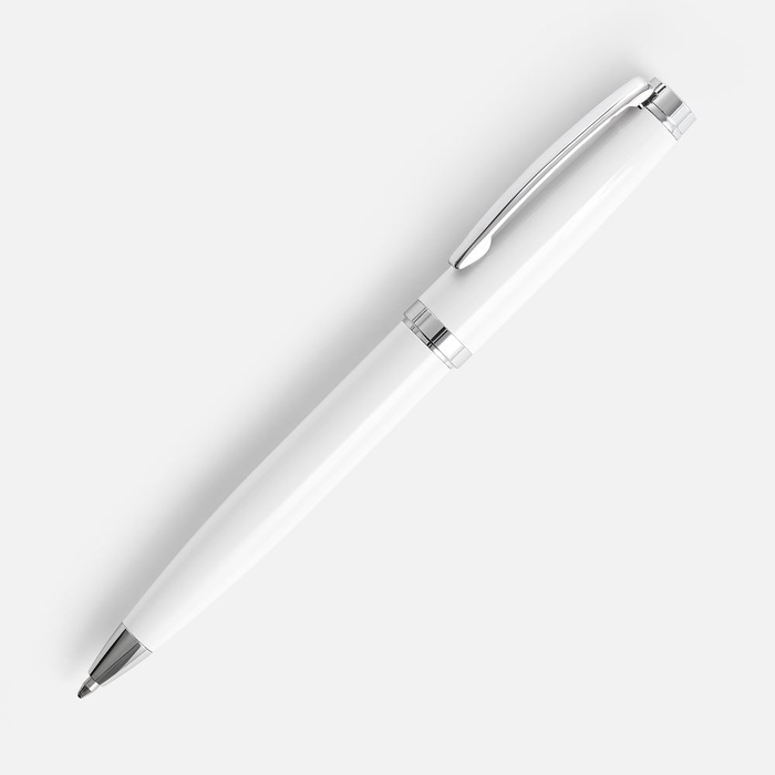 Ручка шариковая Letra Chrome, глянцевая, белая для нанесения логотипа