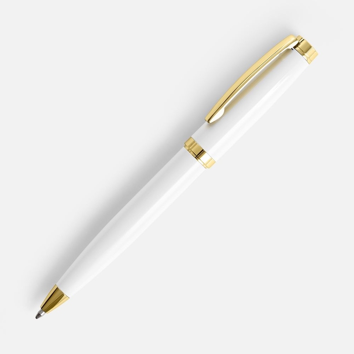Ручка шариковая Letra Gold, глянцевая, белая для нанесения логотипа