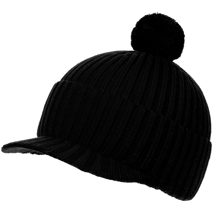 Вязаная шапка с козырьком Peaky, черная для нанесения логотипа
