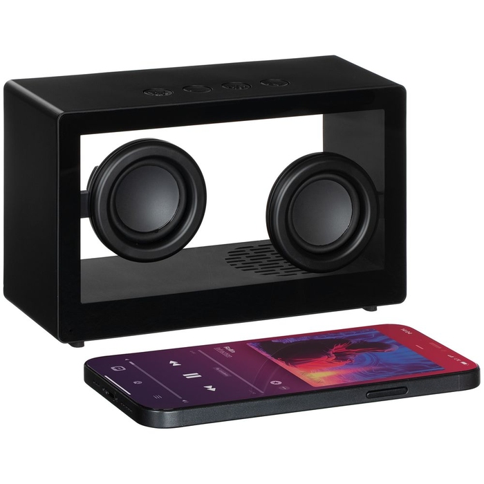 Bluetooth-колонка со светомузыкой Sensofonic, черная для нанесения логотипа