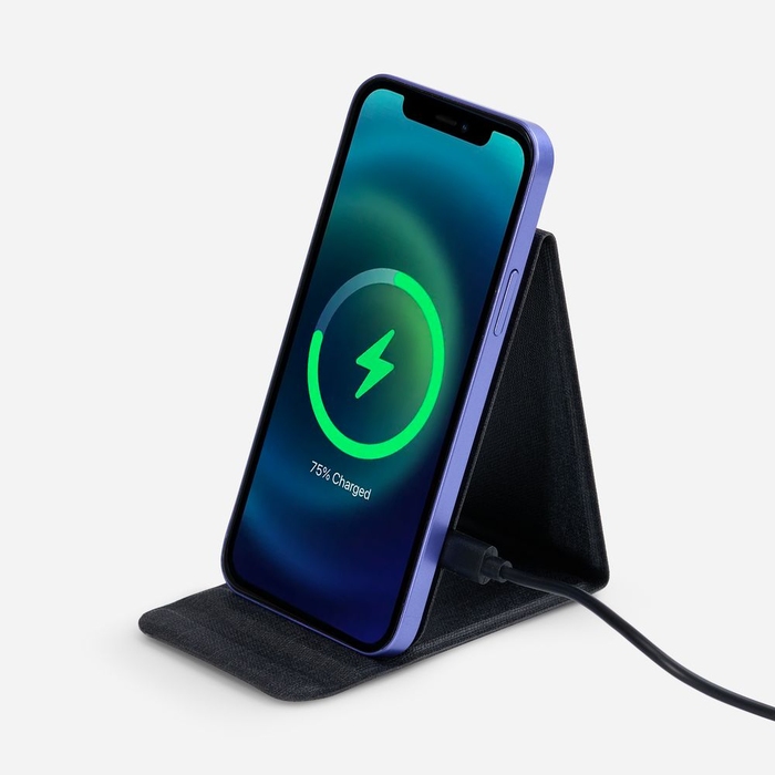 Подставка для смартфона с беспроводной зарядкой Kickstand, серая для нанесения логотипа