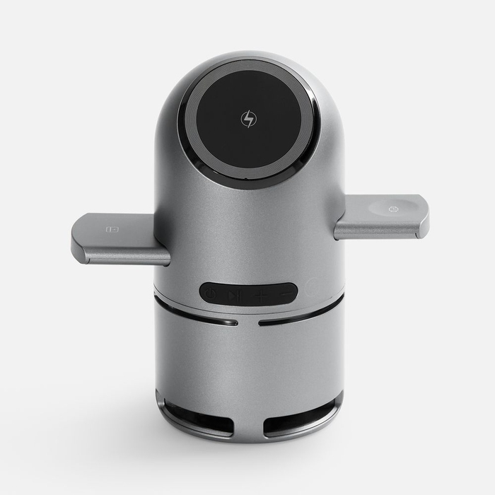 Bluetooth-колонка с беспроводной зарядкой Droid, серая для нанесения логотипа
