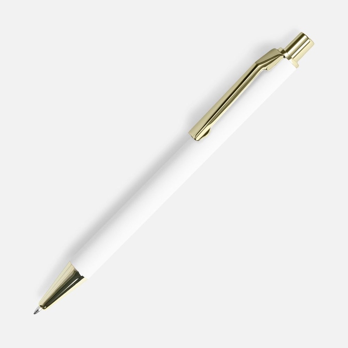 Ручка шариковая Lobby Soft Touch Gold, белая для нанесения логотипа