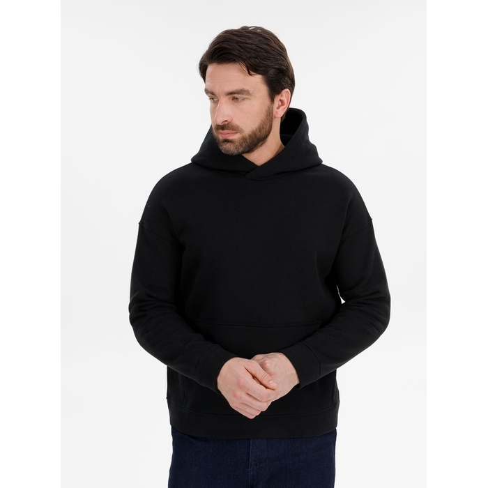 Худи оверсайз унисекс Snuggie, черное, размер M/L для нанесения логотипа