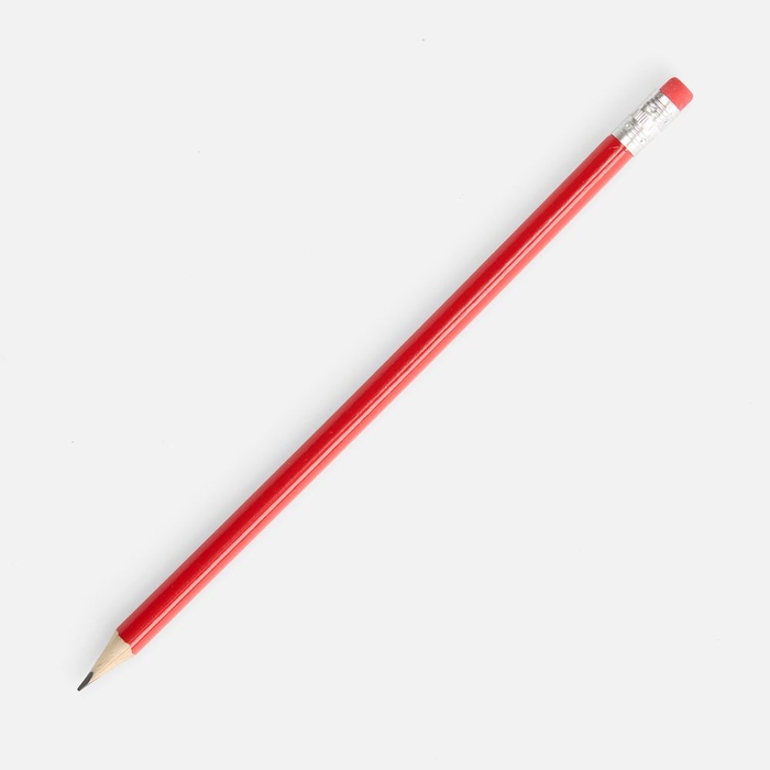 Карандаш простой Triangle с ластиком, красный для нанесения логотипа