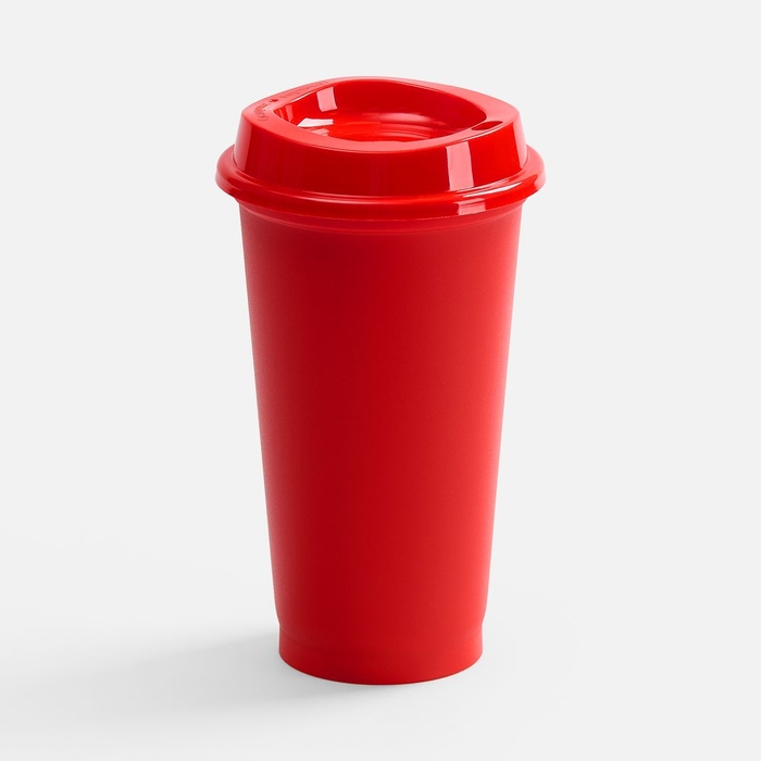 Стакан с крышкой Color Cap, ver.2, красный для нанесения логотипа