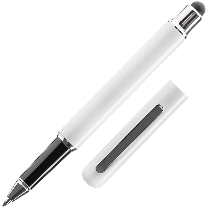 Роллер Scribo со стилусом, матовый белый для нанесения логотипа