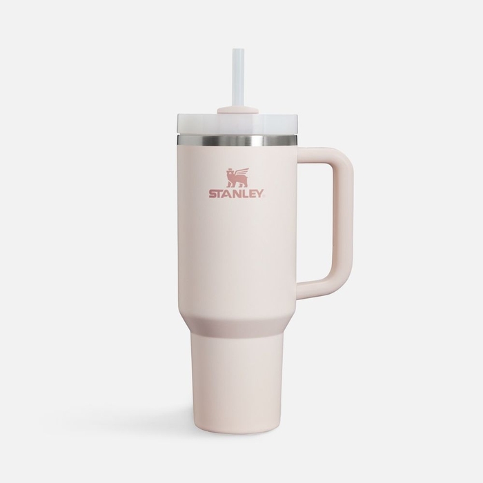Термокружка Quencher H2.0 1180 с трубочкой, розовая для нанесения логотипа