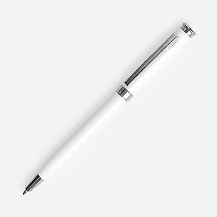 Ручка шариковая Finn Chrome, белая для нанесения логотипа