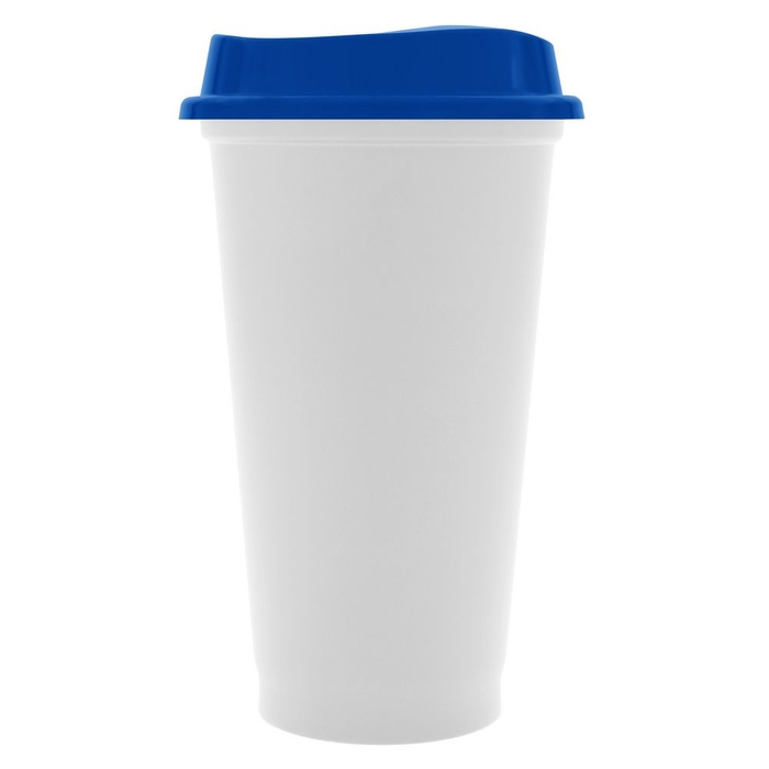 Стакан с крышкой Color Cap White, белый с синим для нанесения логотипа