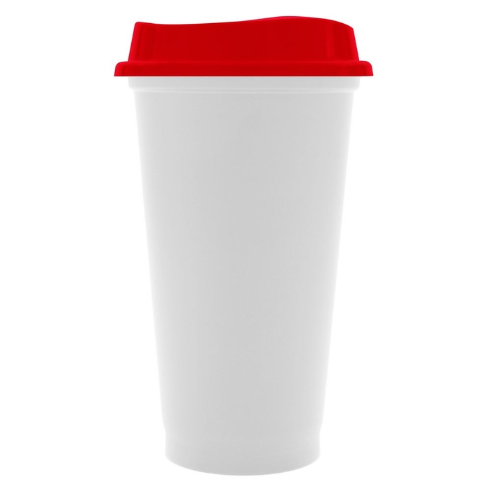 Стакан с крышкой Color Cap White, белый с красным для нанесения логотипа