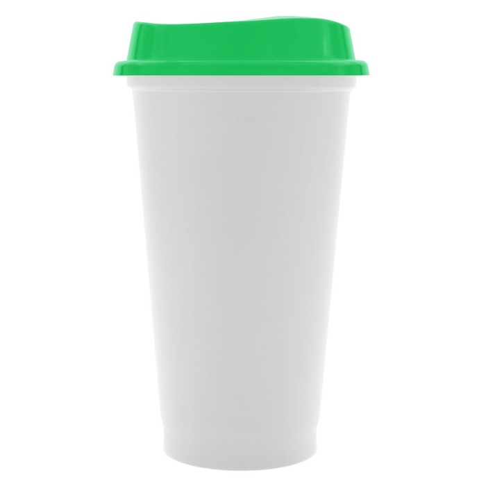 Стакан с крышкой Color Cap White, белый с зеленым для нанесения логотипа