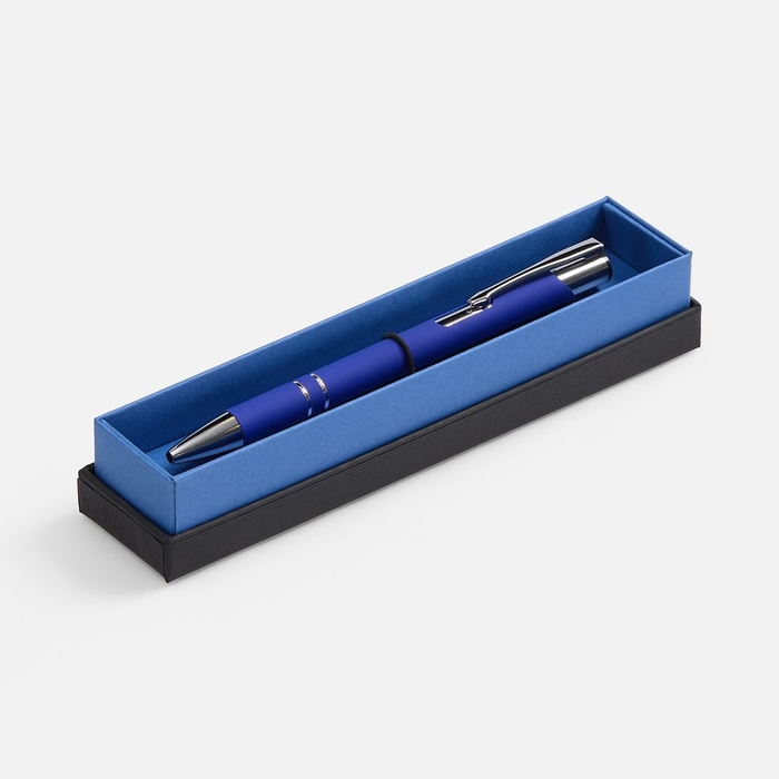 Ручка шариковая Keskus Soft Touch в футляре, синяя для нанесения логотипа