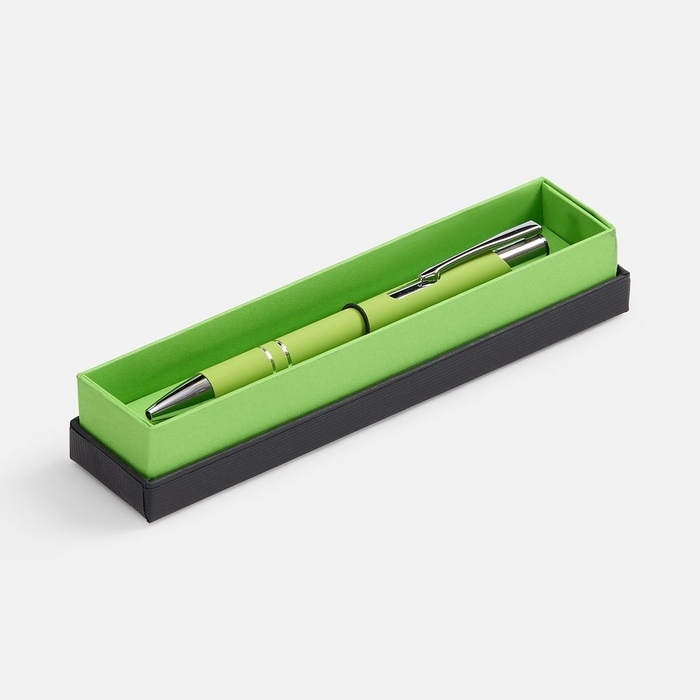 Ручка шариковая Keskus Soft Touch в футляре, зеленое яблоко для нанесения логотипа