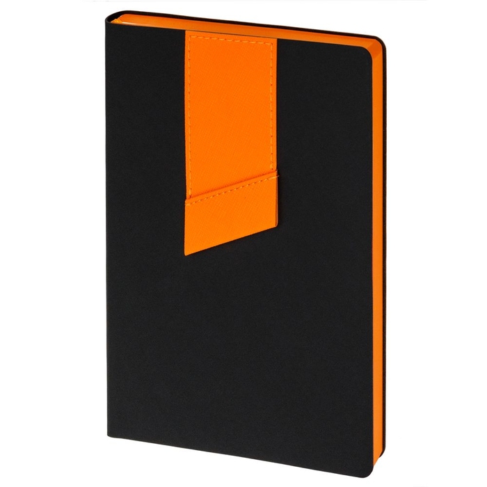 Ежедневник Bookmark, недатированный, черный с оранжевым для нанесения логотипа